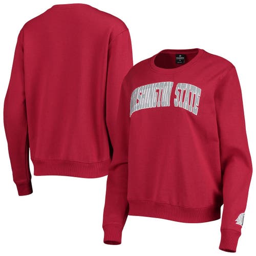 Women's Colosseum Crimson Washington State Cougars Campanile Pullover Sweatshirt