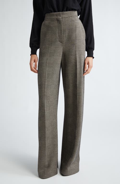 Shop Max Mara Cognac Check Wide Leg Wool Blend Jersey Pants In Grey/black