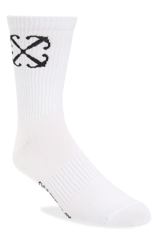 Shop Off-white Arrow Mid Calf Socks In White Black