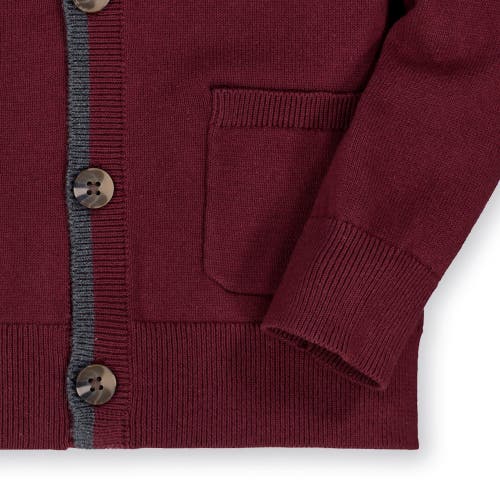 Hope & Henry Baby Boys' Organic Tipped Cardigan With Elbow Patches, Infant In Wine