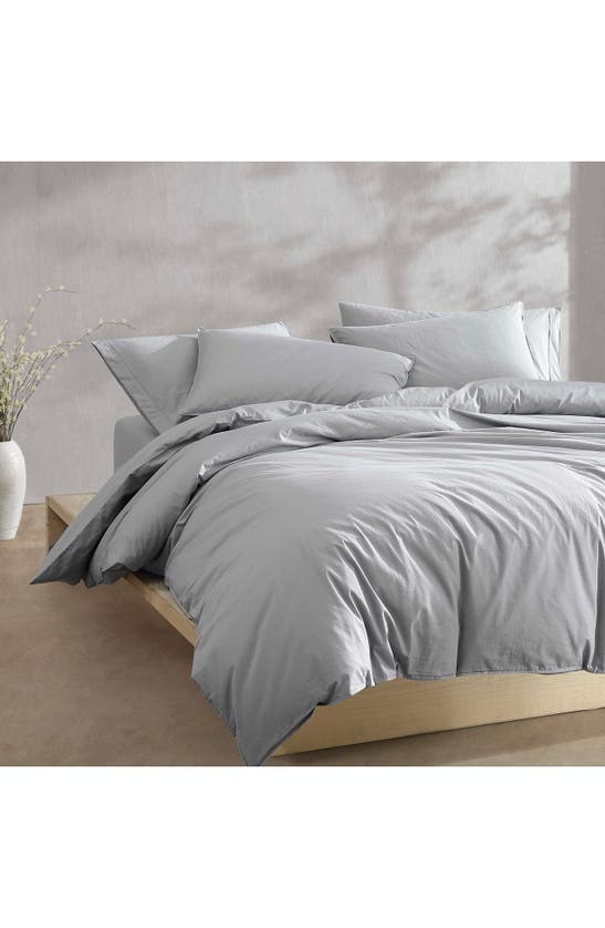 Calvin Klein Washed Percale Duvet & Shams Set In Light Grey