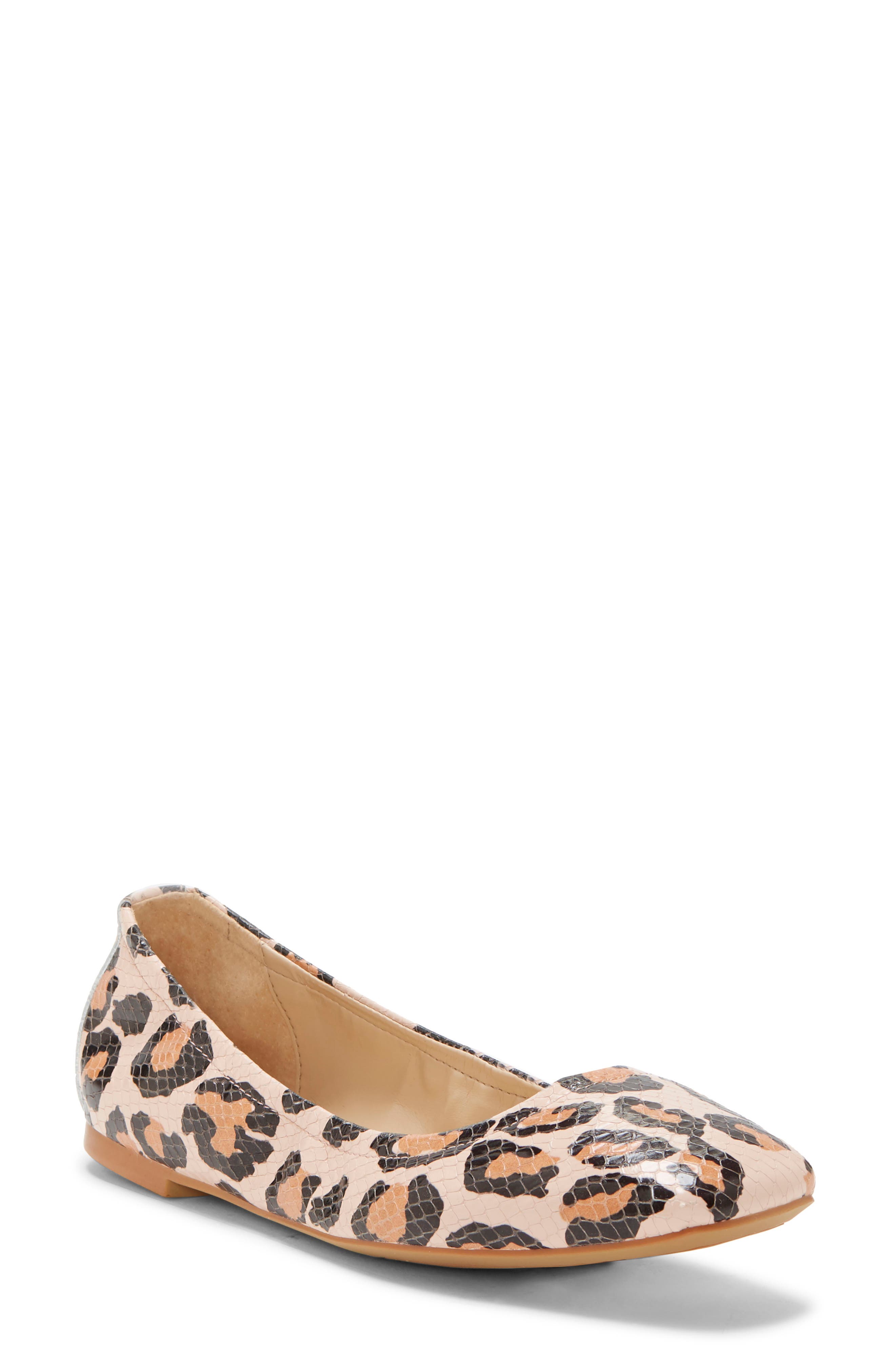 Vince Camuto Brindin Leather Flat In Leopard Leather