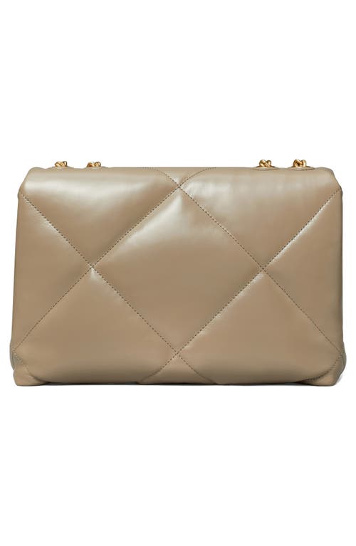 Tory Burch Kira Diamond Small Leather Shoulder Bag In Taupe Oak