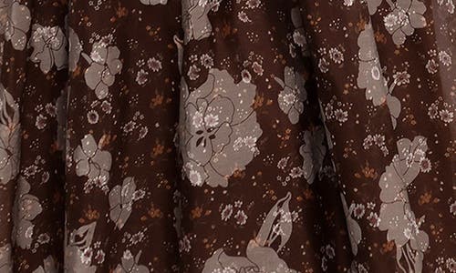 Petal And Pup Petal & Pup Farryn Floral Puff Sleeve Midi Dress In Brown