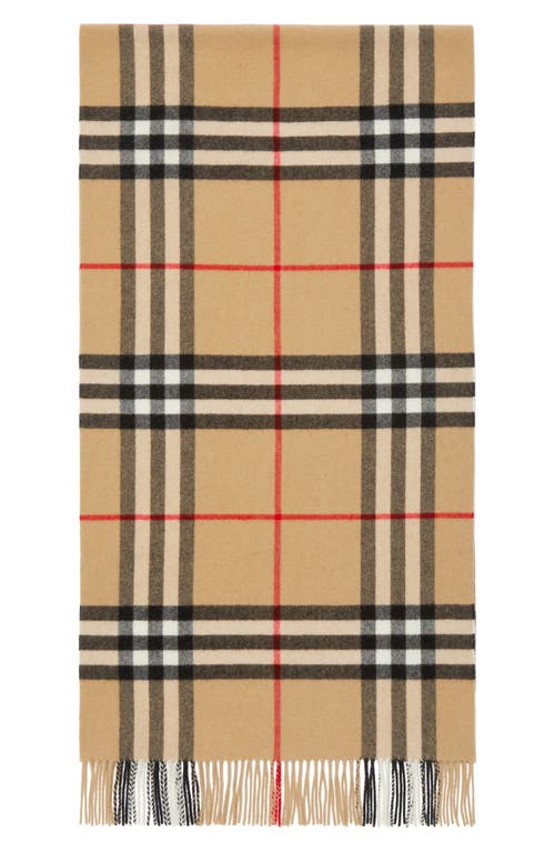 burberry Giant Check Washed Cashmere Scarf in Archive Beige at Nordstrom