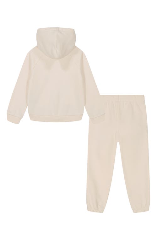 Shop Roxy Kids' Fleece Lined Hoodie & Sweatpants Set In Parchment