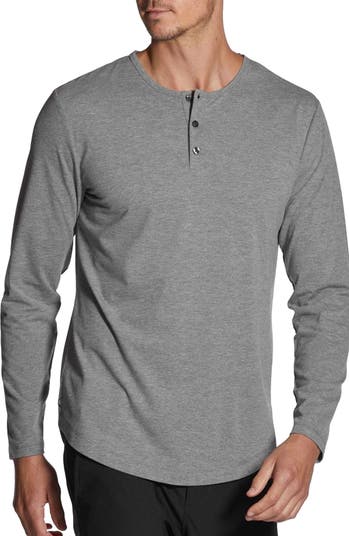 Cuts AO Curved Hem Long Sleeve Henley