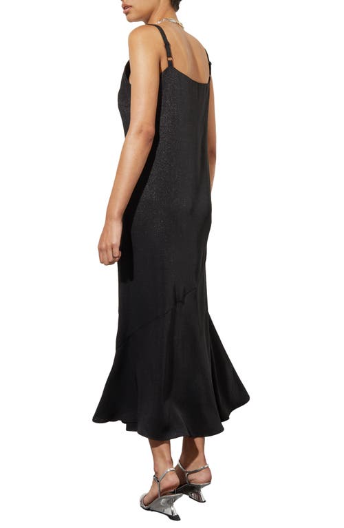 Shop Ming Wang Shimmer Woven Midi Dress In Black/silver