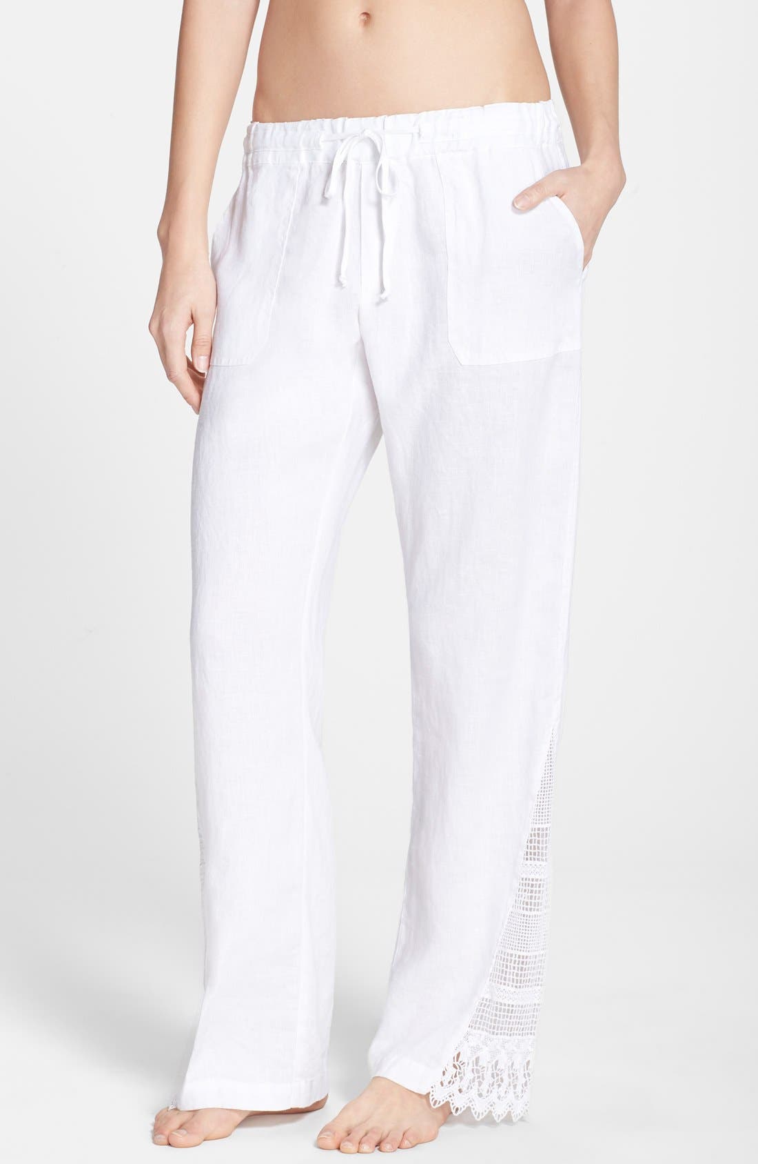 La Blanca Lace Trim Linen CoverUp Pants Nordstrom