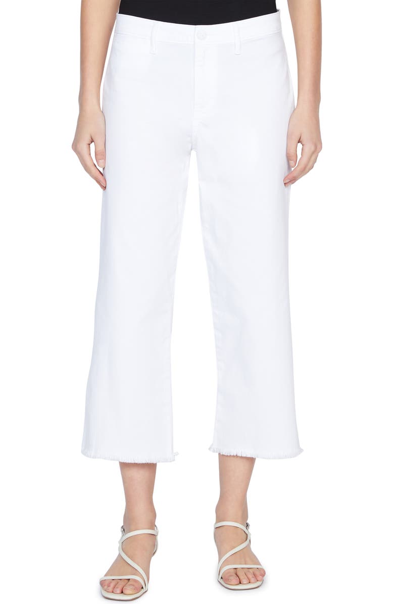 SANCTUARY Wide Leg Raw Hem Crop Pants, Main, color, WHITE JASMINE
