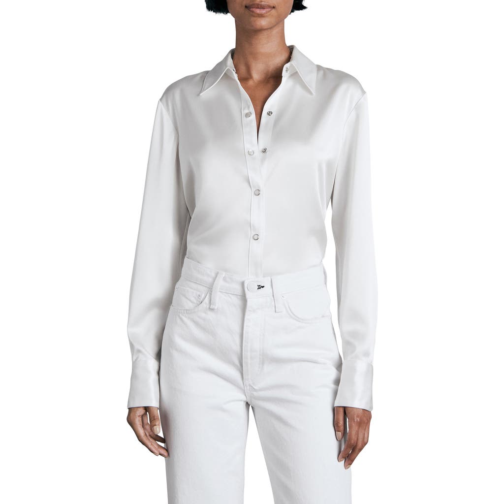 Rag & Bone Antonia Satin Snap-front Shirt In White