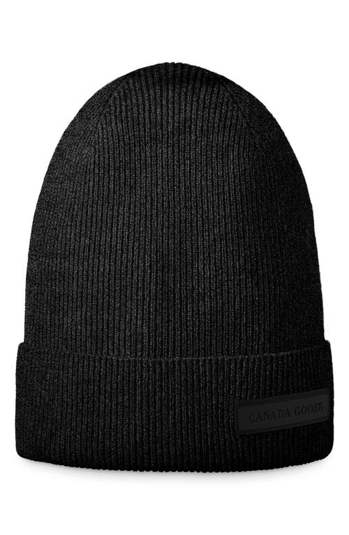 Canada Goose Lightweight Recycled Cashmere & Wool Beanie in Black Heather at Nordstrom