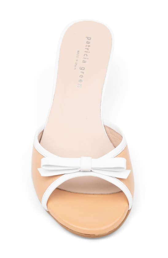 Patricia Green Bettye Kitten Heel Slide Sandal In Beige/ White