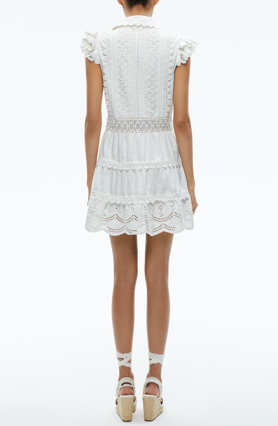 Shop Alice And Olivia Alice + Olivia Meeko Embroidered Eyelet & Lace Trim Cotton Minidress In Off White