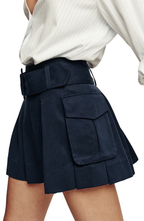 Shop Reformation Brinley Belted Pleated Cargo Skirt In Midnight