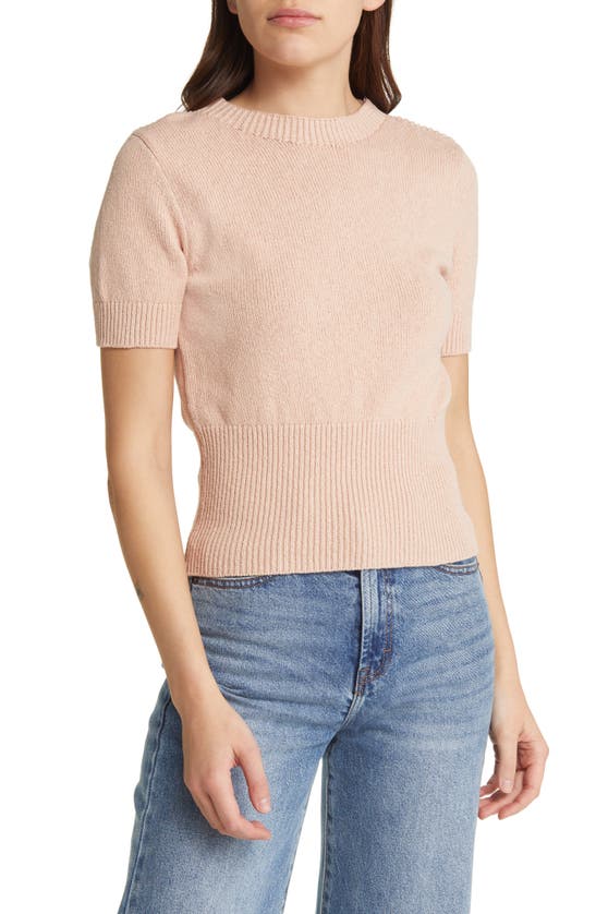 Rag & Bone Adrienne Short Sleeve Sweater Top In Rosedust