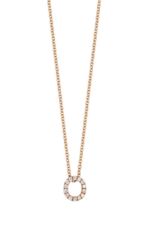 Bony Levy 18k Gold Pavé Diamond Initial Pendant Necklace in Rose Gold - O at Nordstrom, Size 18 In