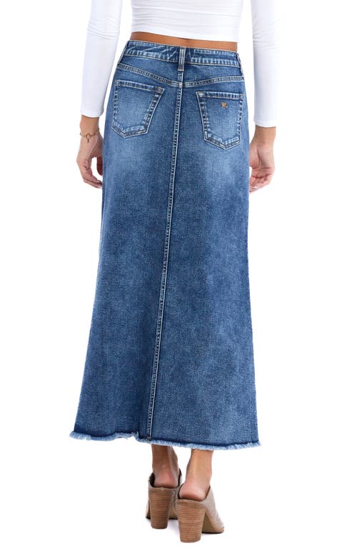 Shop Wash Lab Denim Double Front Slit Denim Maxi Skirt In Split Blue