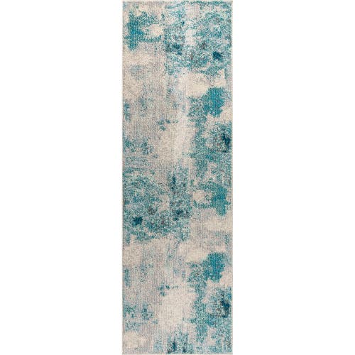 Jonathan Y Contemporary Pop Modern Abstract Vintage Area Rug In Blue/cream