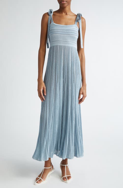 Zimmermann Waverly Metallic Shoulder Tie Sweater Dress Blue at Nordstrom,