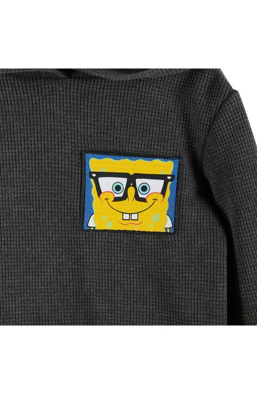 Shop Andy & Evan Kids' Spongebob Squarepants™ Stonewashed Waffle Knit Hoodie In Grey/blue Multi