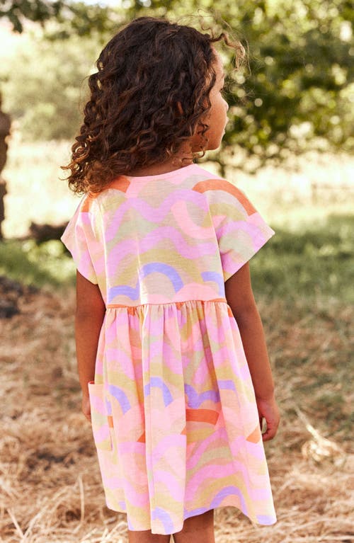 Shop Next Kids' Rainbow Print Cotton Dress In Pink Multi