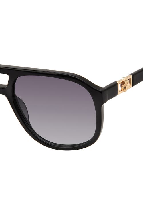 Kurt Geiger London 59mm Aviator Gradient Sunglasses In Black/smoke Gradient