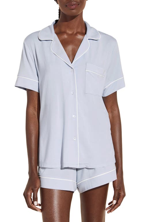 Shop Eberjey Gisele Relaxed Jersey Knit Short Pajamas In Ice Blue/ivory