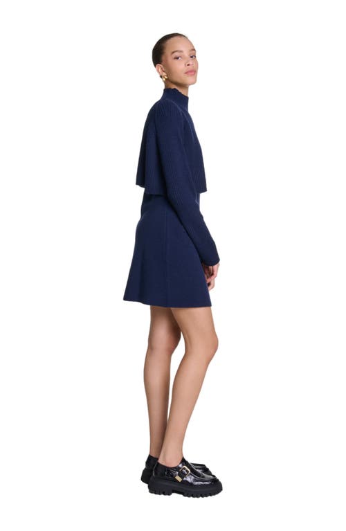 Shop Maje Knit 2-in-1 Short Dress In Navy