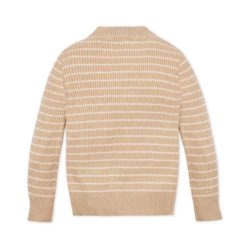 Hope & Henry Girls' Organic Mock Neck Sweater, Kids In Oatmeal Heather Stripe