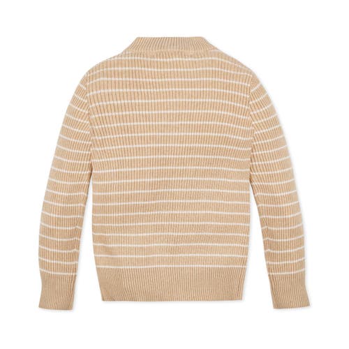 Shop Hope & Henry Baby Girls' Organic Mock Neck Sweater, Infant In Oatmeal Heather Stripe