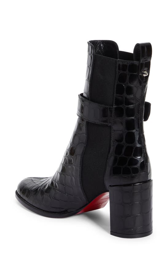 Shop Christian Louboutin Croc Embossed Chelsea Boot In Black