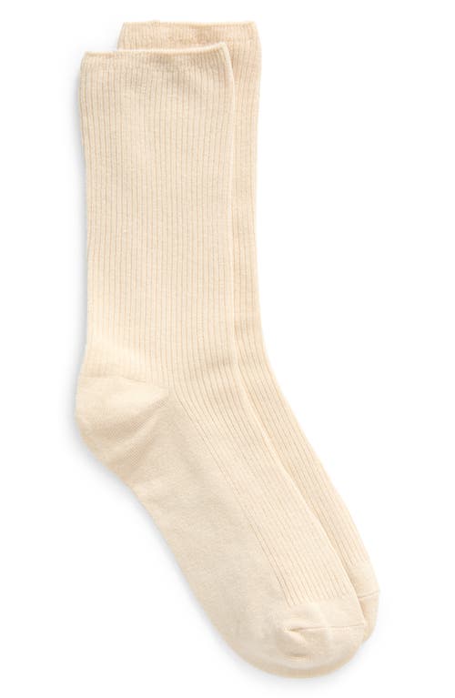 Shop Nordstrom Rib Crew Socks In Ivory Pristine