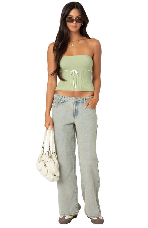 Shop Edikted Magda Low Rise Wide Leg Jeans In Blue