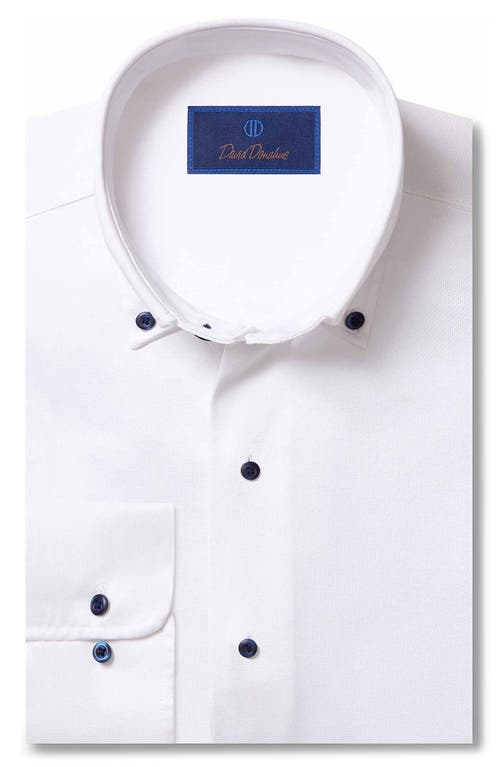 David Donahue Regular Fit Solid Cotton Button-Down Shirt in White