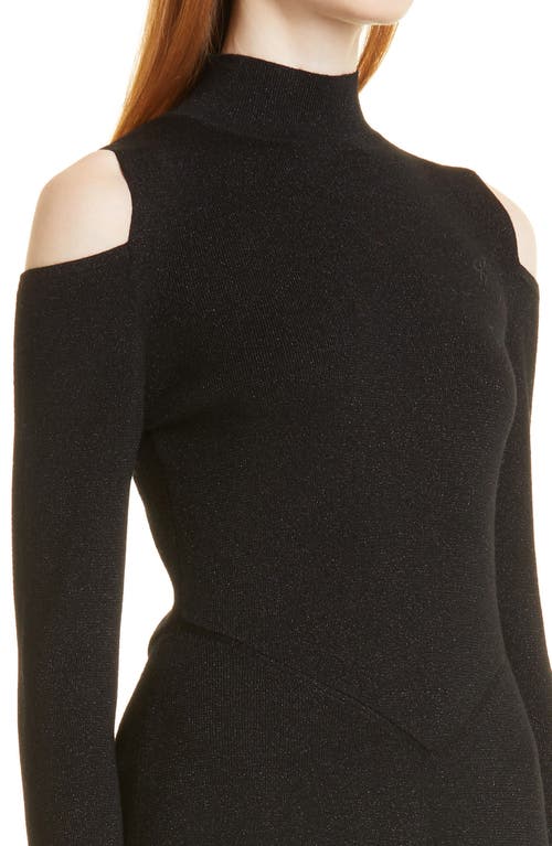 Shop Hugo Boss Frikka Cold Shoulder Wool Blend Dress In Black