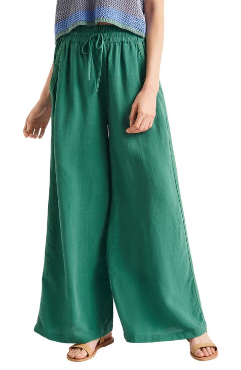 Green Wide Leg Plus Size Pants
