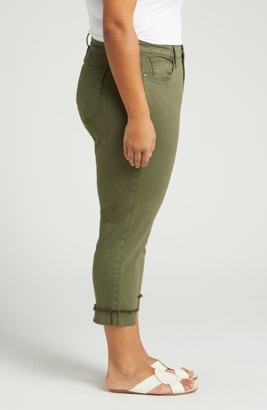 Shop Kut From The Kloth Amy Frayed Crop Slim Straight Leg Jeans In Tree