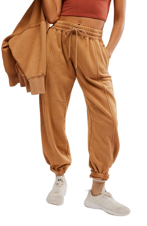 Shop Free People Sprint To The Finish Seamed Sweatpants In Camel