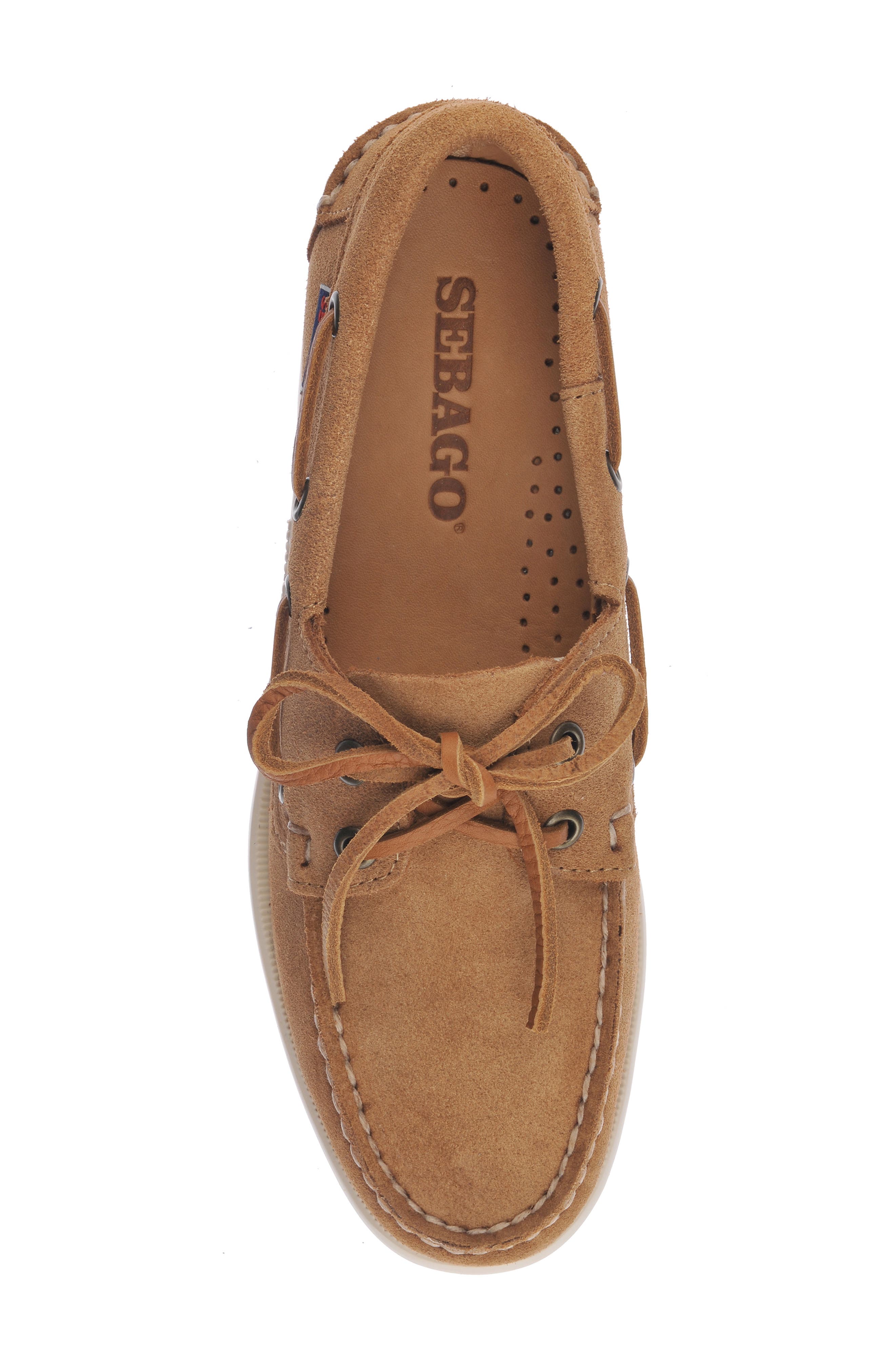 Sebago Portland Roughout Boat Shoe in Brown Cognac Brown Brique