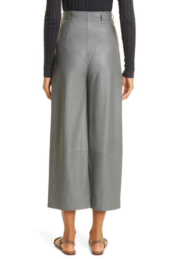 Vince Leather Wide Leg Crop Pants In Sea Stone