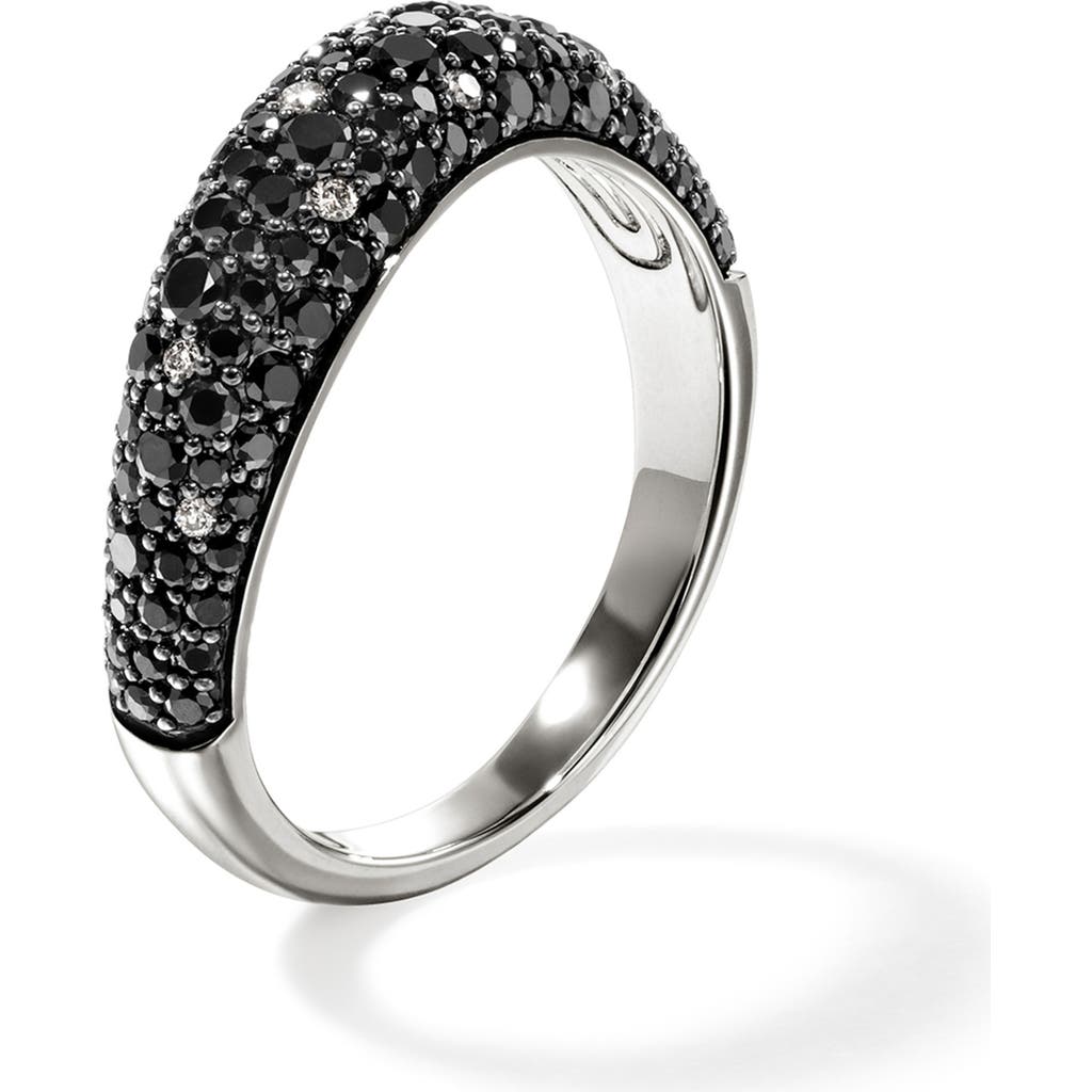 John Hardy Surf Ring, Sterling Silver, Black Sand Diamond Pavé, 5.7mm
