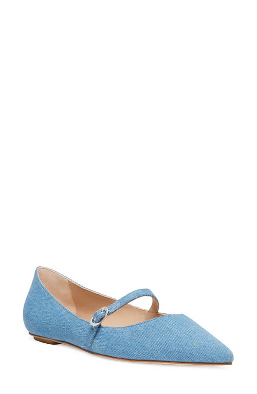 Stuart Weitzman Emilia Mary Jane Flat Washed Denim at Nordstrom,