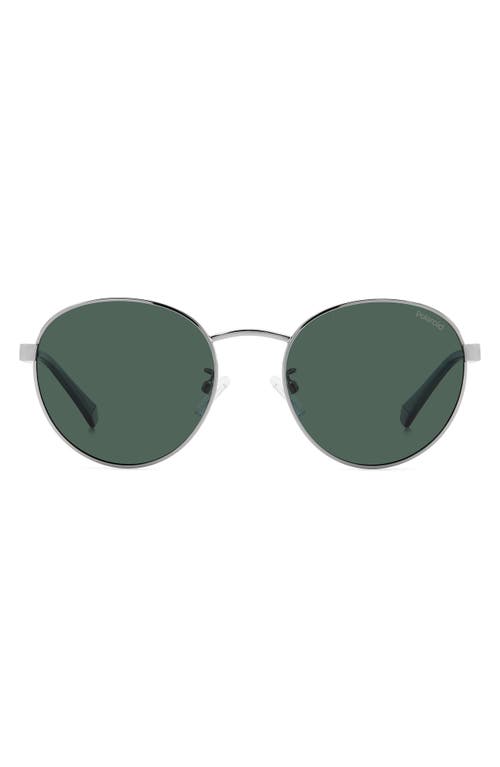 Shop Polaroid 52mm Polarized Round Sunglasses In Ruthenium/green Polarized