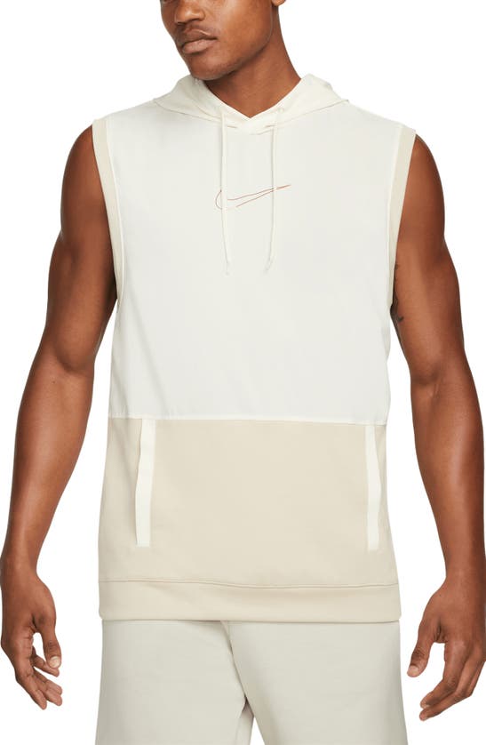 Nike Dri-fit Sleeveless Hooded Pullover In Rattan/ Coconut Milk