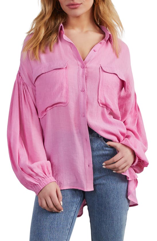 Shop Vici Collection Elowen Balloon Sleeve Button-up Shirt In Pink