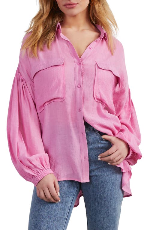 VICI Collection Elowen Balloon Sleeve Button-Up Shirt Pink at Nordstrom,