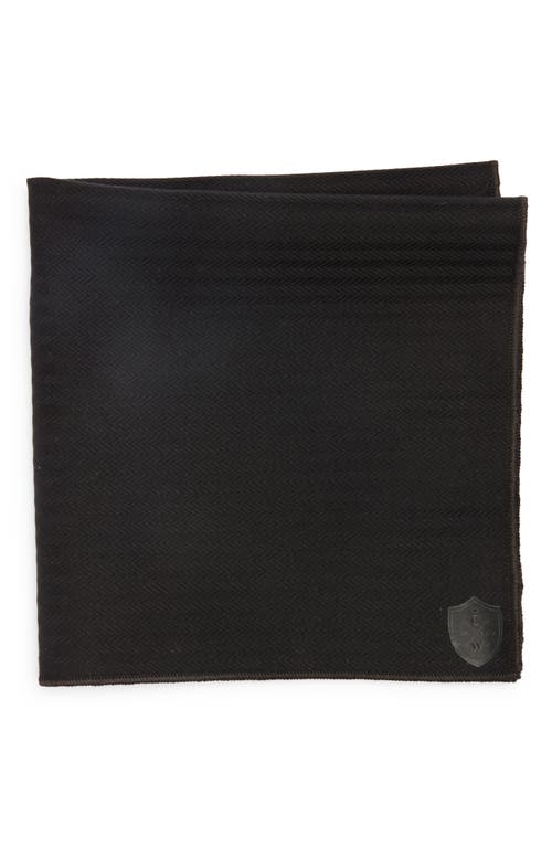 Herringbone Cotton Pocket Square in Black