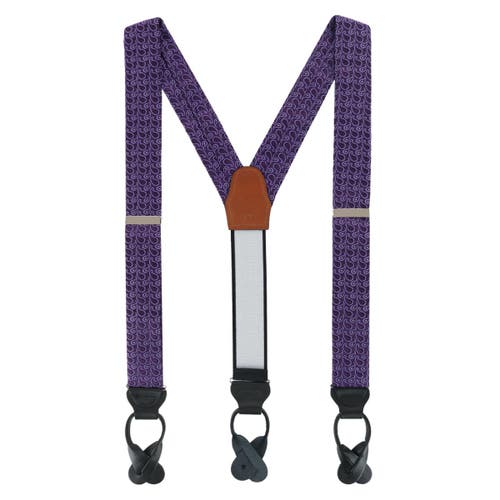 Shop Trafalgar Abner's Amoebas Patterned Silk Button End Private Collection Suspenders In Purple