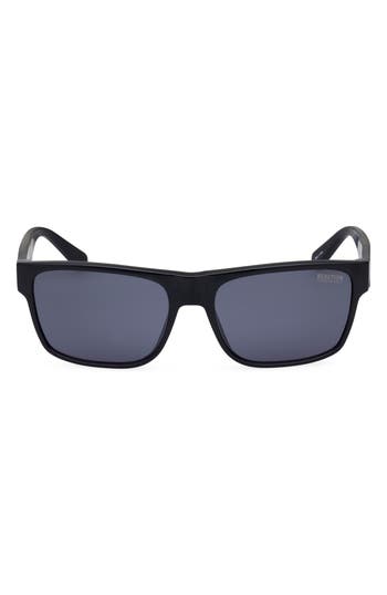 Shop Kenneth Cole 58mm Rectangular Sunglasses In Shiny Black/smoke